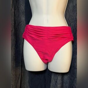 Ramy Brook Women’s Pink High-Rise Ivo Pleat Bikini Bottoms Size Small NWOT